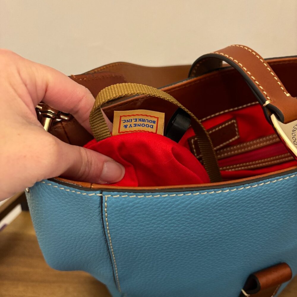 Dooney & Bourke Emerson Brynn Aqua Blue Pebbled Leather Shoulder Bag - Picture 7 of 9